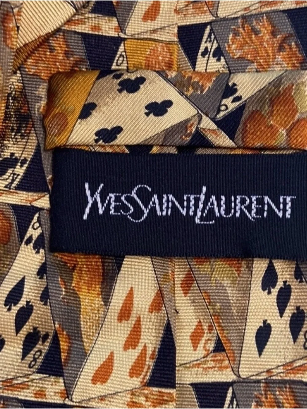 $300 Yves Saint Laurent Cards Deck 100% Italian Silk Tie